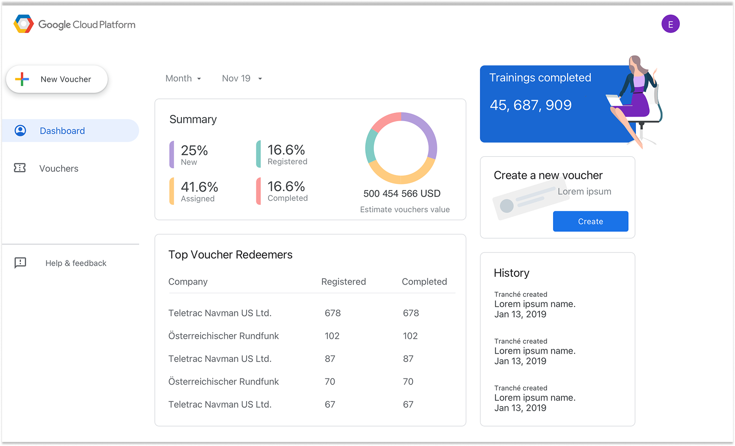 Redesigned Google Cloud Learning certification dashboard